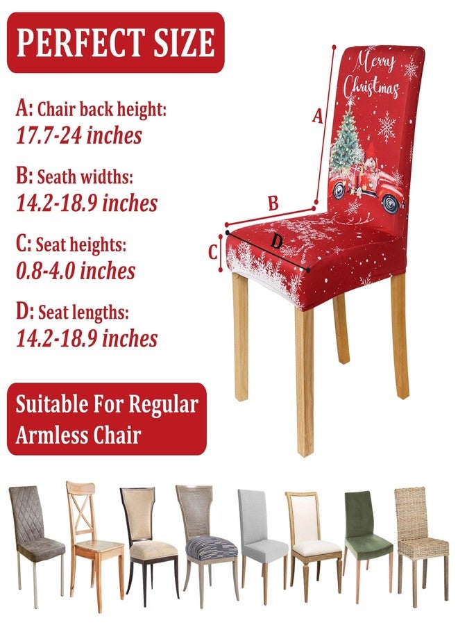 PyreneanHaven Christmas Chair Covers Set of 4, Christmas Decorations Stretch Removable Washable Dining Room Chair Protector Slipcovers for Xmas Decor Holiday Party Kitchen Home Decorations (Red Truck, 4 PCS) - Image 4